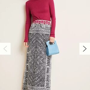 Anthropologie Black and White Geometric Maxi Skirt